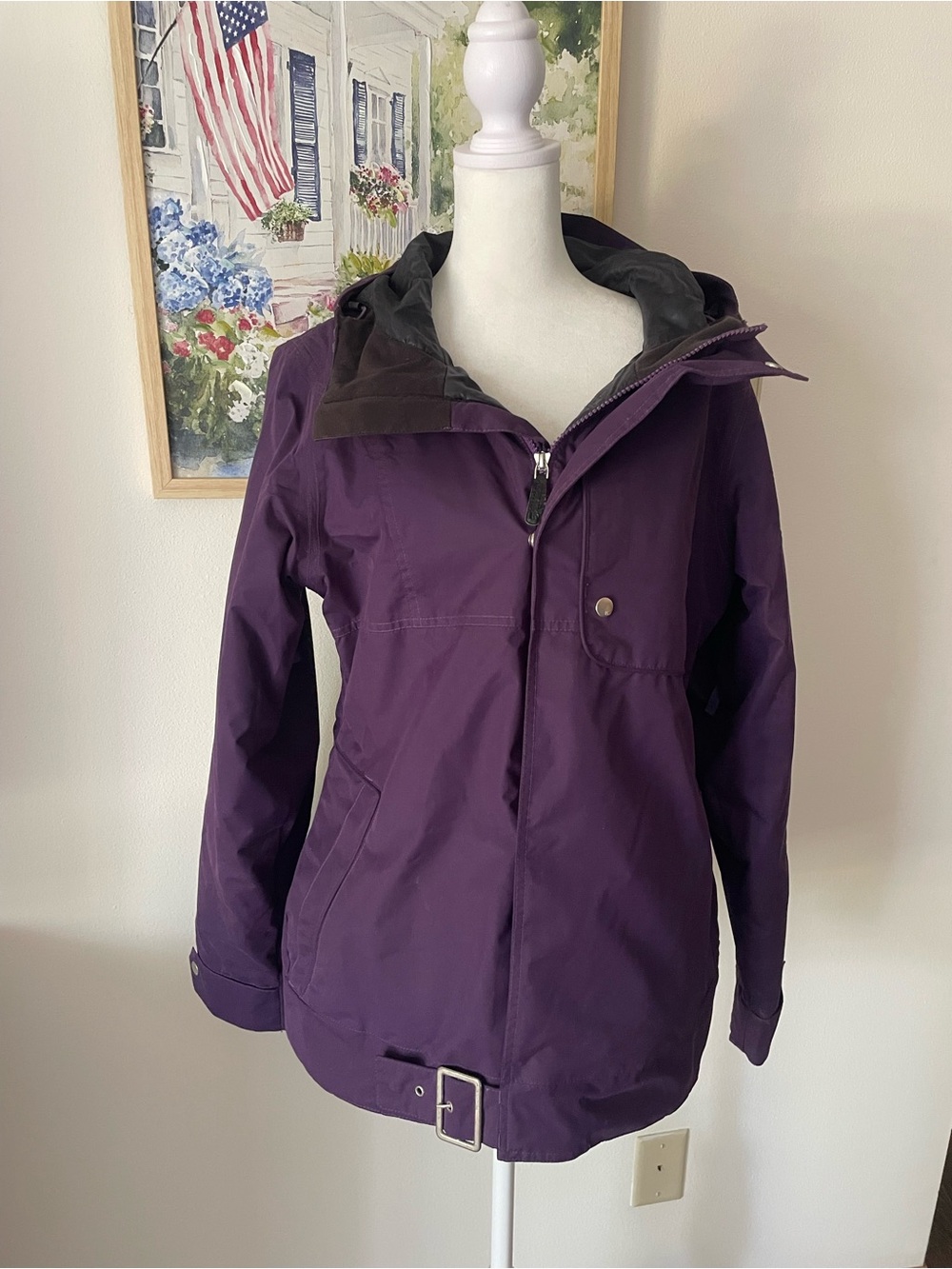 Burton Womens DryRide Insulated Snowboard Ski Jacket Purple Hooded Large
